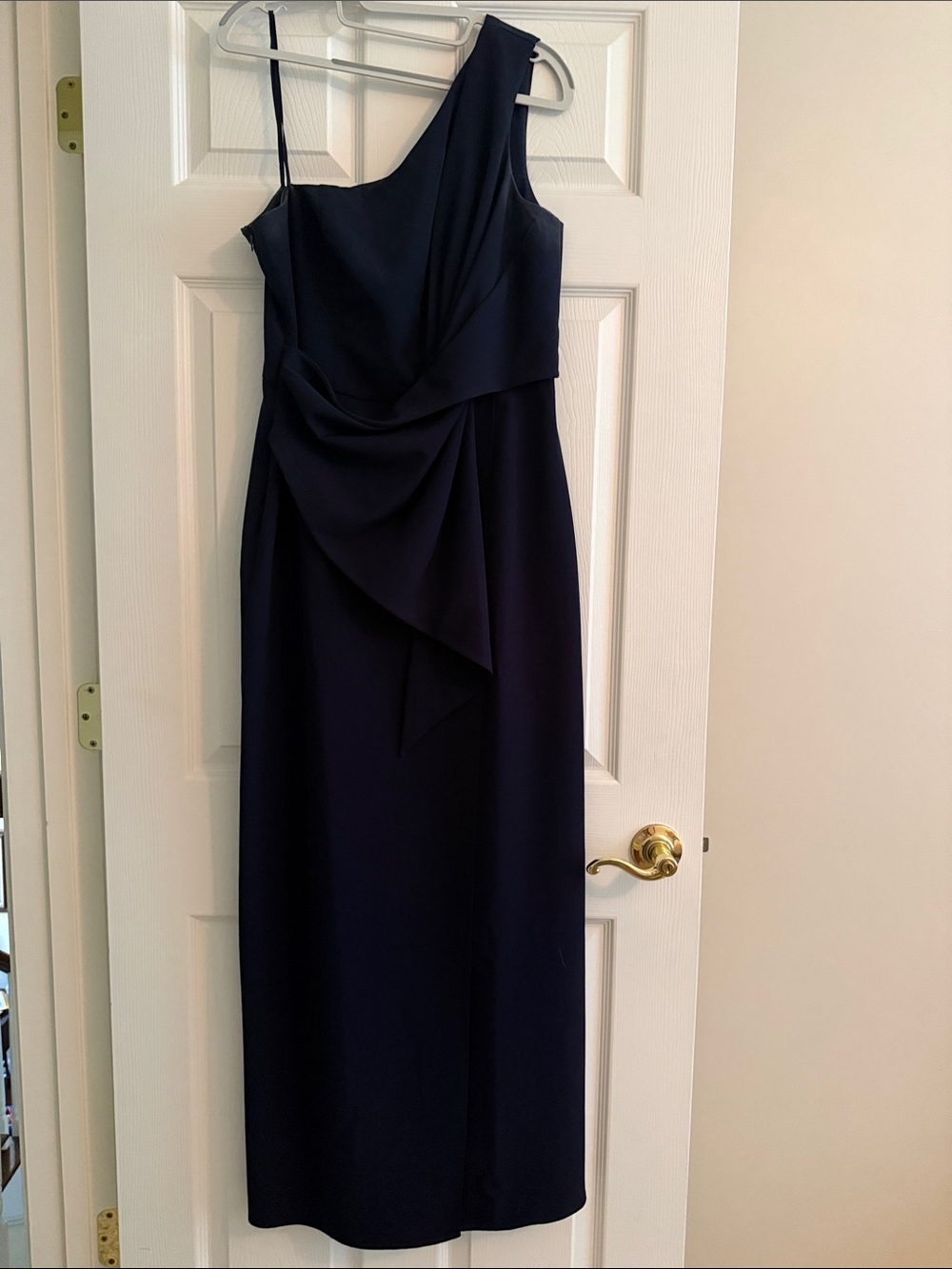 Eliza J Midnight Navy One-Shoulder Evening Dress